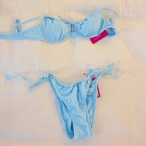 NWT Juniors Shirred underwire bikini top and bottom Set